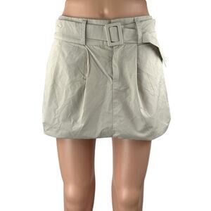 Peppermayo Mooncharged Women's Beige Pleated Belted Casual Mini A-Line Skirt 4